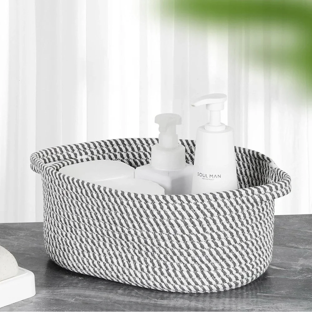 Cotton Woven Rope Storage Baskets Set of 2 NEW